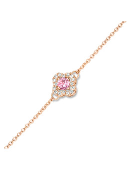 Bracelet Or rose 750 diamants et Saphir rose