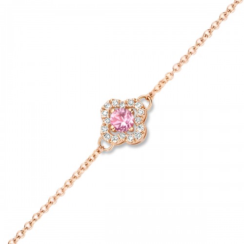 Bracelet Or Rose 750 diamants et Saphir Rose