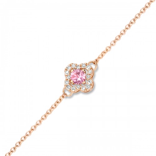 Bracelet Or rose 750 diamants et Saphir rose