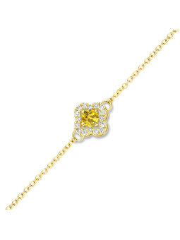 Bracelet Or jaune 750 diamants et Saphir jaune