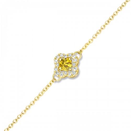 Bracelet Or Jaune 750 diamants et Saphir Jaune