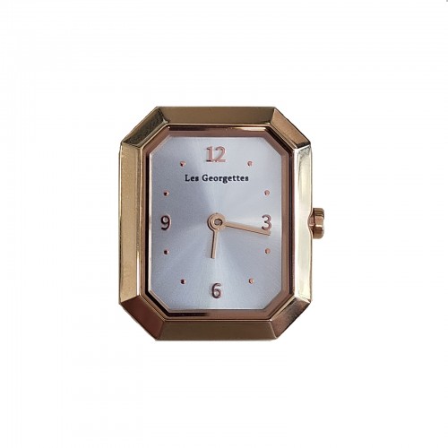 Boitier de montre Les Georgettes rectangulaire doré rose cadran argent