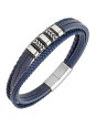 Bracelet All Blacks cuir bleu et acier