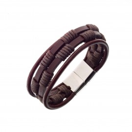 Bracelet All Blacks cuir et acier
