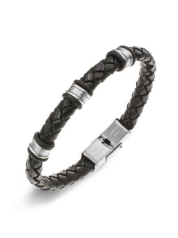 Bracelet All Blacks cuir et acier