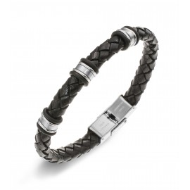 Bracelet All Blacks cuir et acier