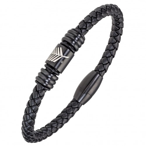 Bracelet All Blacks cuir et acier