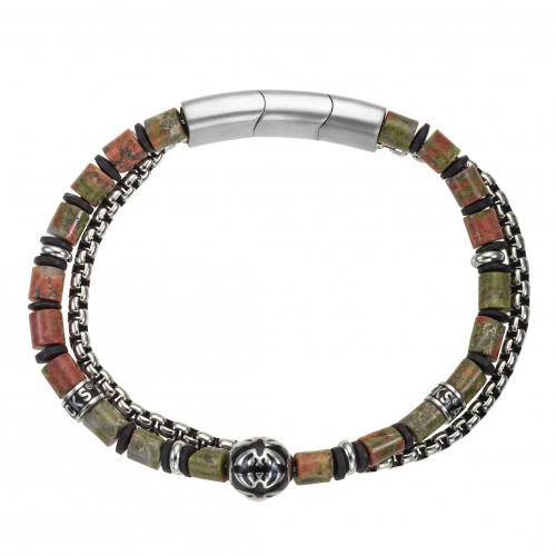 Bracelet All Blacks acier et épidotes
