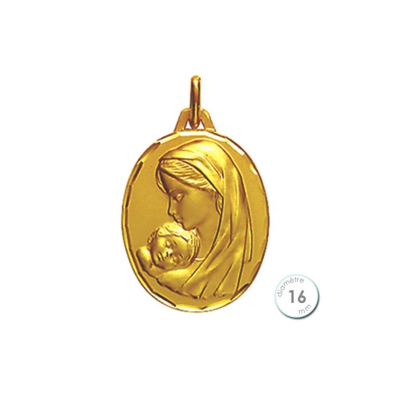 Médaille de baptême Vierge à l'enfant en Or - Augis