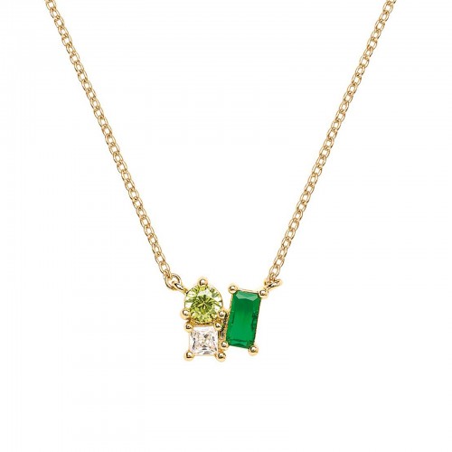 Collier Go Mademoiselle plaqué or et pierres synthétiques