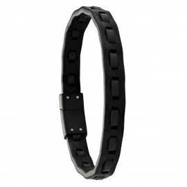 Bracelet homme cuir noir et marron Jourdan