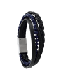 Bracelet homme cuir noir et bleu Jourdan
