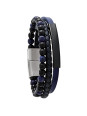 Bracelet homme cuir noir et bleu Jourdan