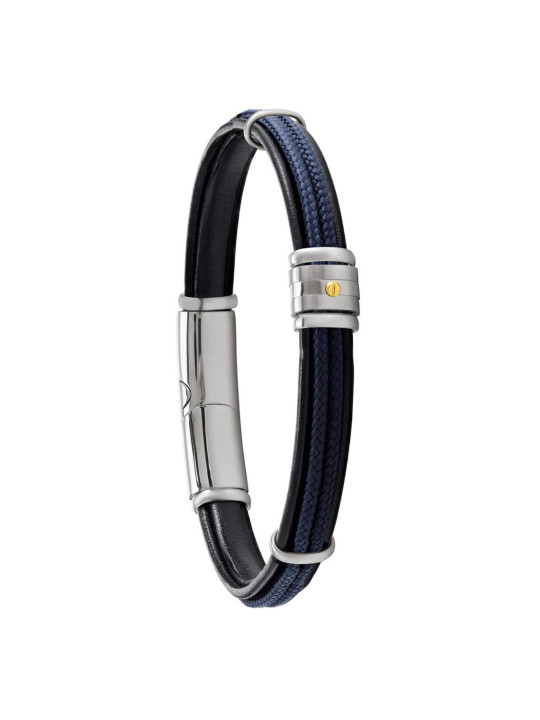 Bracelet homme cuir noir et corde nautique Jourdan