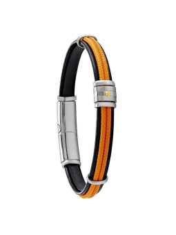 Bracelet homme cuir noir et corde nautique Jourdan