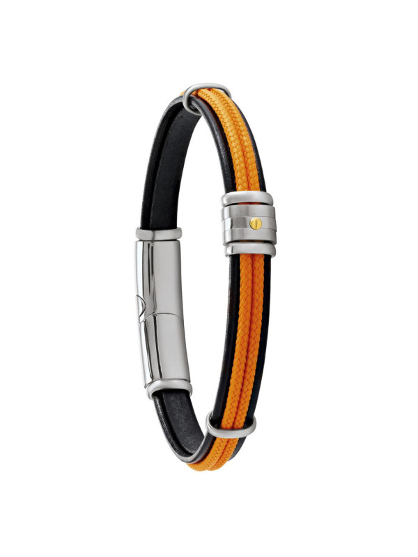 Bracelet homme cuir noir et corde nautique Jourdan