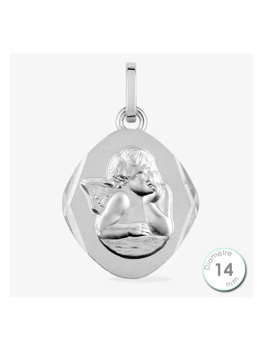 Médaille de baptême Ange en Or Blanc