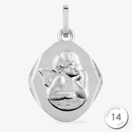 Médaille de baptême Ange en Or Blanc