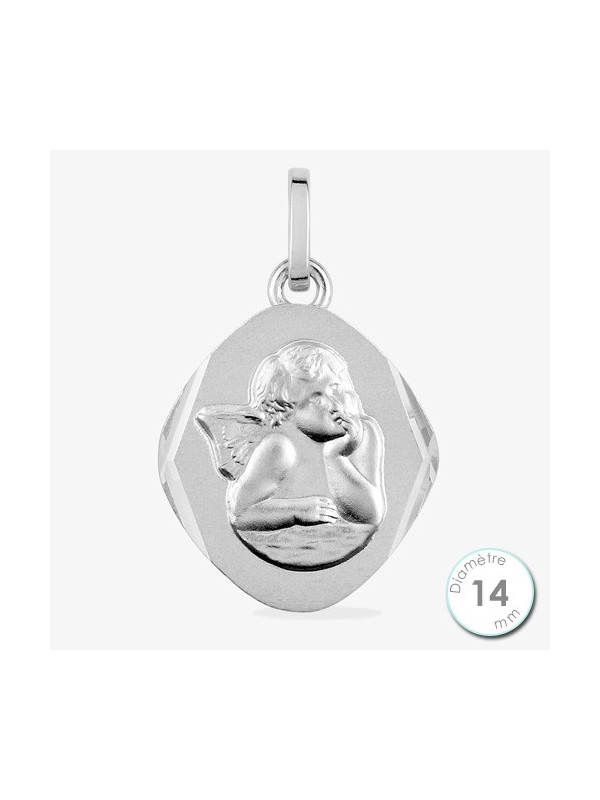 Médaille de baptême Ange en Or Blanc