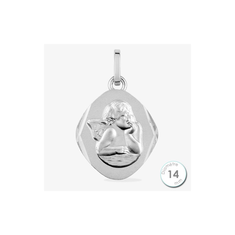 Médaille de baptême Ange en Or Blanc