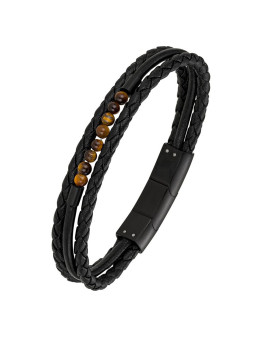 Bracelet All Blacks cuir et perles 682152