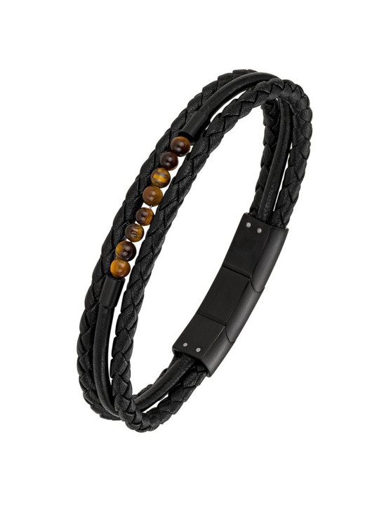 Bracelet All Blacks cuir et perles 682152