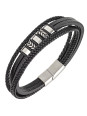 Bracelet All Blacks cuir noir et acier 682290