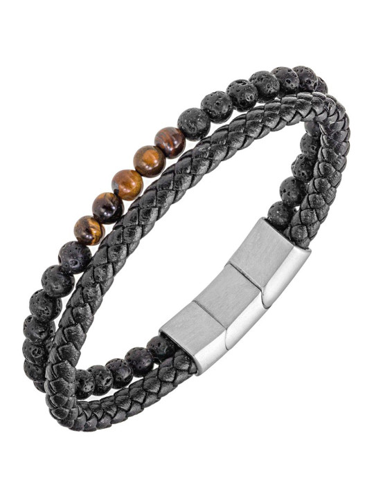 Bracelet All Blacks cuir et perles 682294