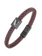 Bracelet All Blacks cuir marron et acier noir 682303