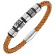 Bracelet All Blacks cuir marron et acier 682331