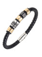Bracelet All Blacks cuir noir et acier 682345