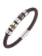 Bracelet All Blacks cuir marron et acier 682346