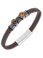 Bracelet All Blacks cuir marron et acier 682354