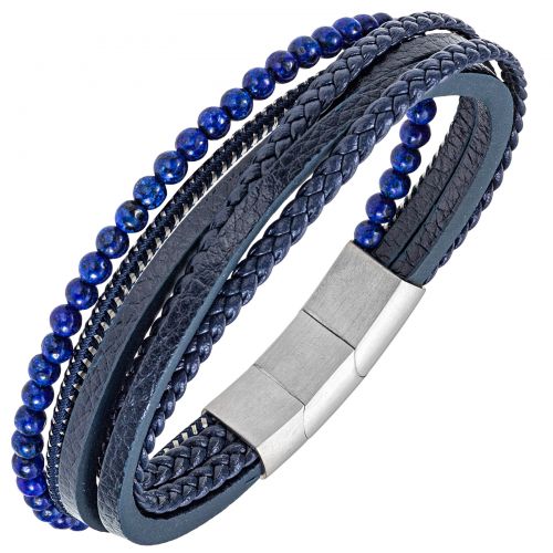 Bracelet All Blacks cuir bleu 682365