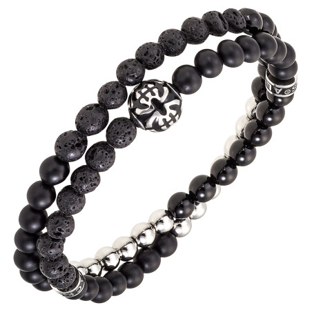 Bracelet All Blacks perles et acier 682370