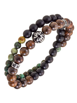 Bracelet All Blacks acier et perles 682369