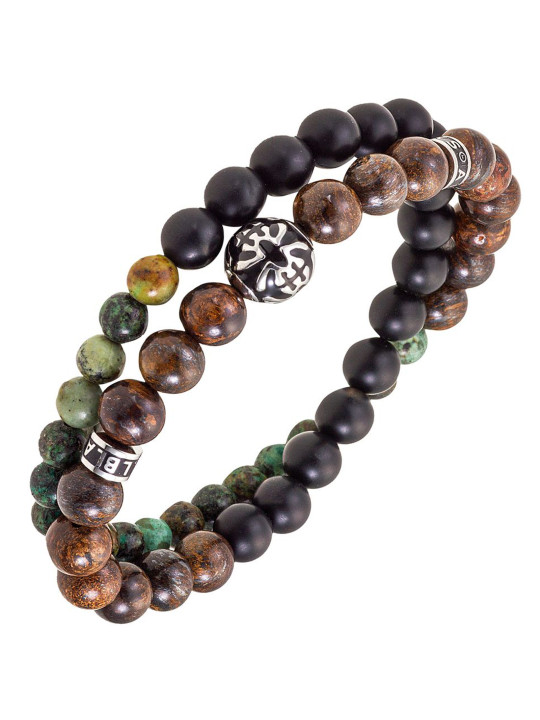 Bracelet All Blacks acier et perles 682369