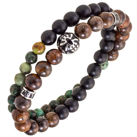 Bracelet All Blacks acier et perles 682369