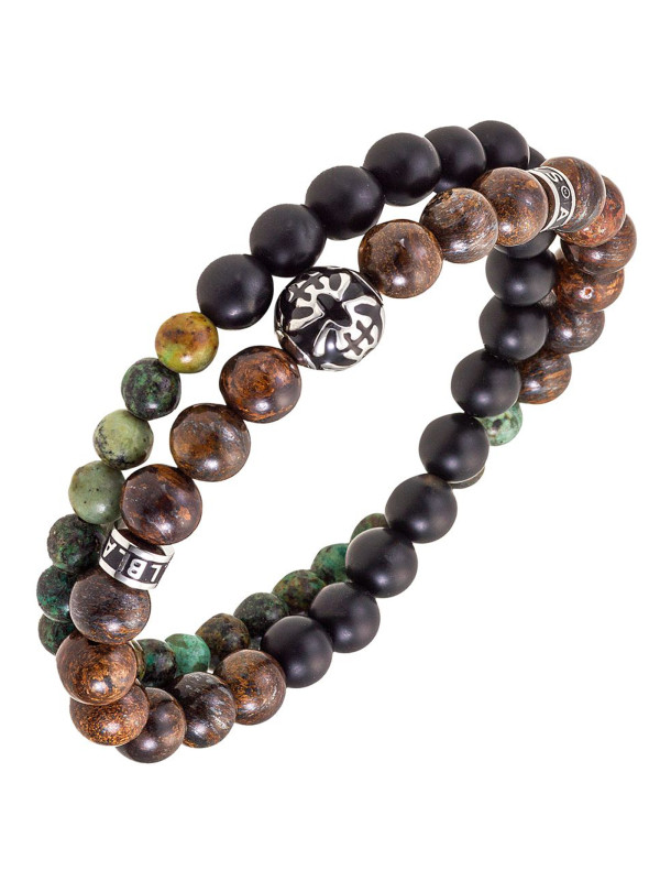 Bracelet All Blacks acier et perles 682369