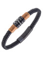 Bracelet All Blacks cuir noir et acier 682403