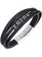 Bracelet All Blacks cuir noir et acier 682429