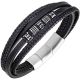 Bracelet All Blacks cuir noir et acier 682429