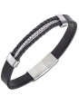 Bracelet All Blacks cuir noir et acier 682448