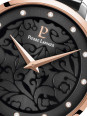 Montre femme Pierre Lannier bracelet milanais noir cadran motif fleuri noir 045L988
