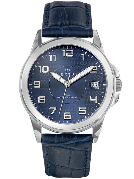 Montre Certus homme bleue bracelet cuir 610725