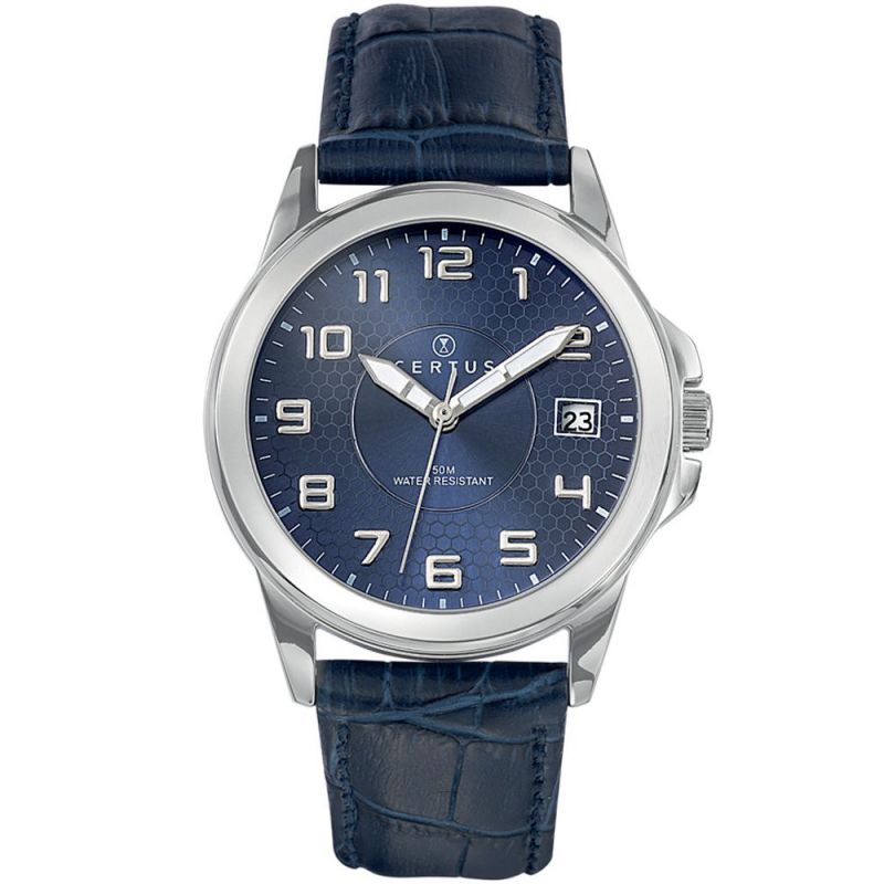 Montre Certus homme bleue bracelet cuir 610725