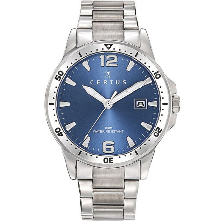 Montre homme Certus acier et fond bleu 616457