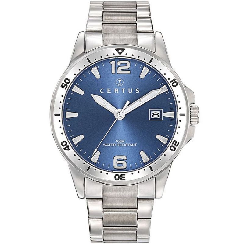 Montre homme Certus acier et fond bleu 616457