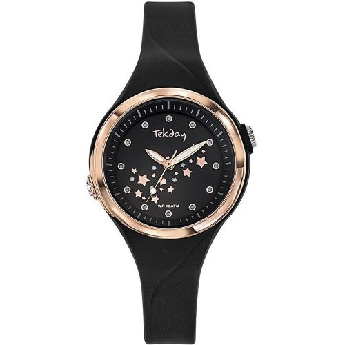 Montre enfant Tekday noire avec étoiles lumineuses 654678