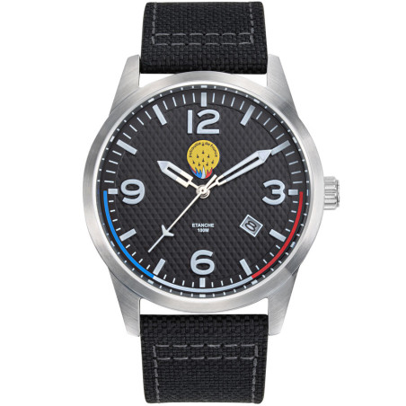 Montre Patrouille de France noir acier bracelet cuir nylon style jean 668508